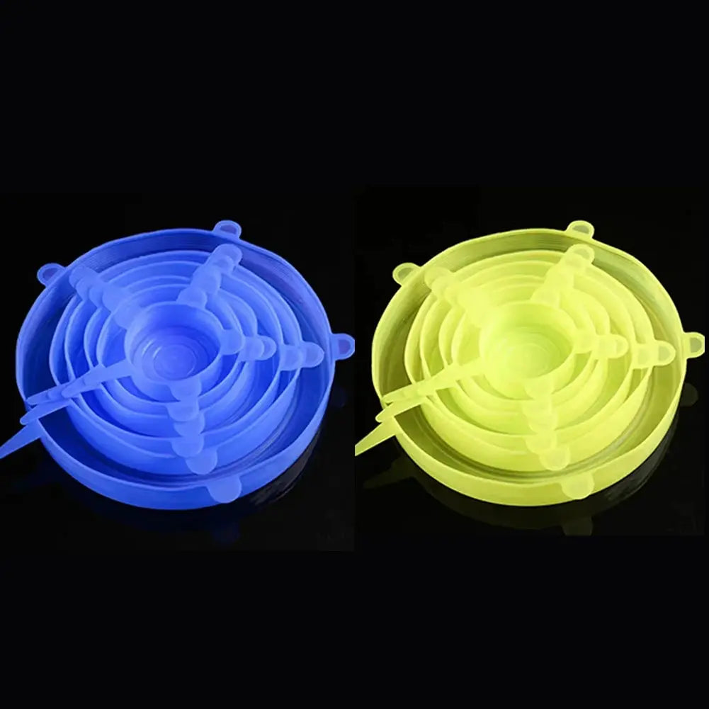 6 Pack Silicone Stretch Lids For Bowls And Containers Kitchen Microwave Covers Universal Fit Airtight Food Storage Lids