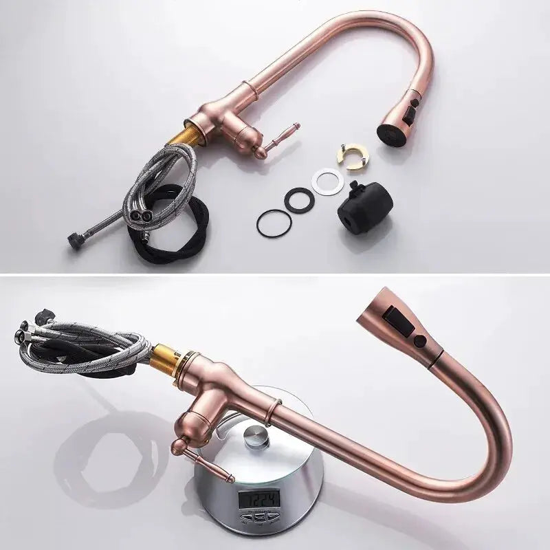 Simples Market antique bronze pull-out kitchen faucet with spray head