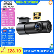 70mai M310 Plus 2K dash cam, black car DVR with 2K QHD lens
