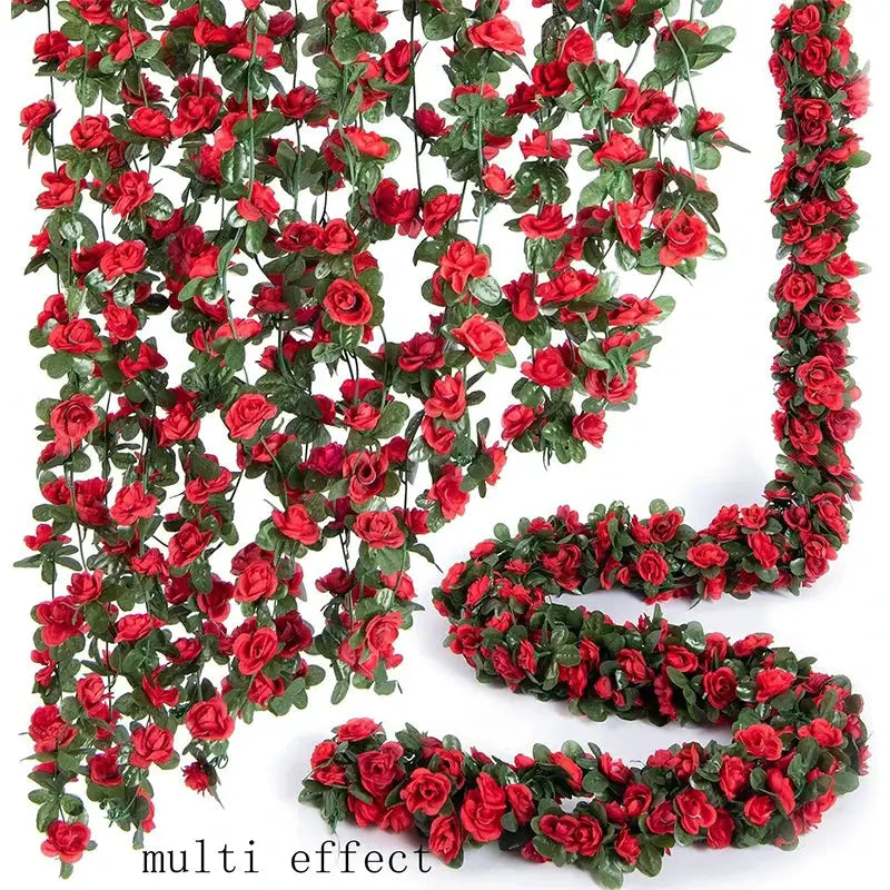 250CM Artificial Rose Flowers Vine For Wedding Decor Home Room Outdoor Garden Arch Rattan DIY