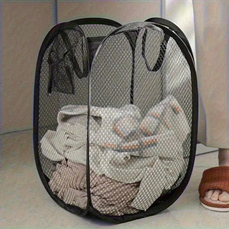Collapsible Pop Up Mesh Laundry Basket Portable Clothes Hamper For Easy Washing And Storage Of Dirty Clothes Socks Toys