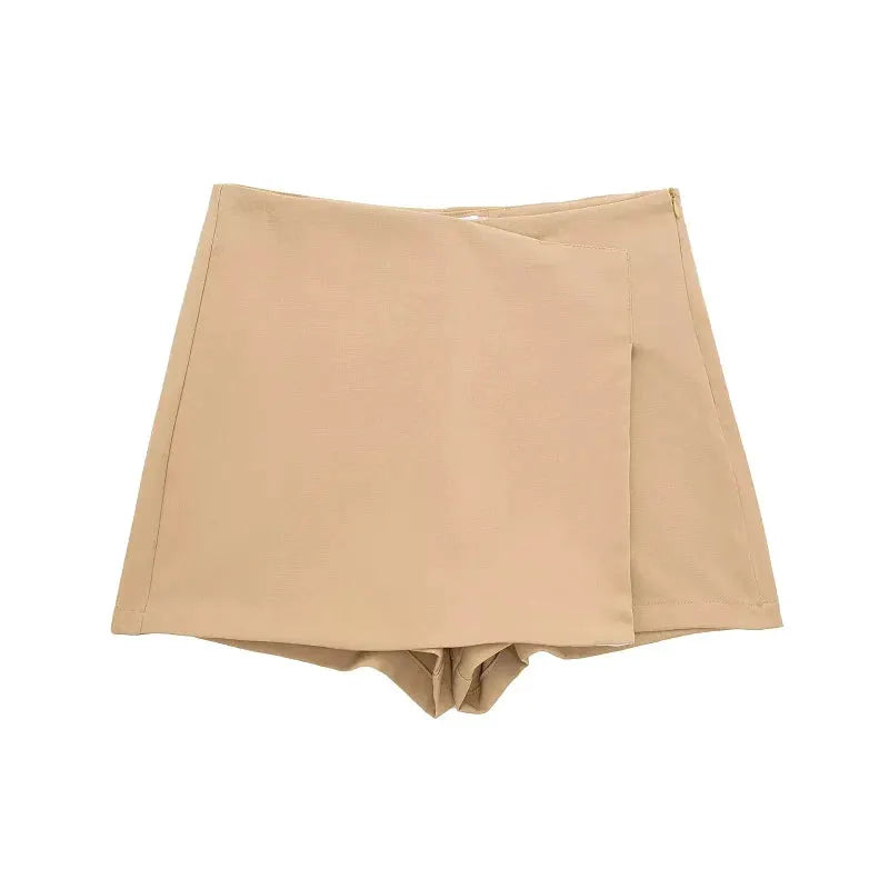 HXAO Women Shorts Skirt 2024 Summer Elegant Casual Party Wear Mid Waist Comfort Polyester Blend White Khaki Black