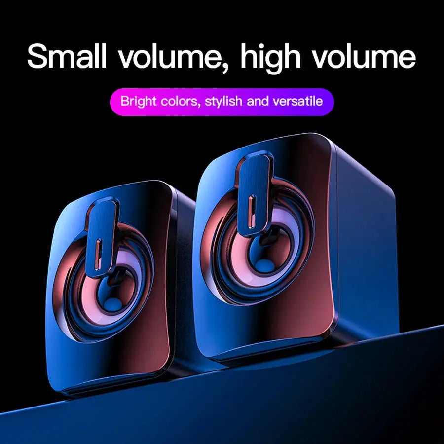 Simples Market computer speakers; blue and pink gradient wireless USB desktop stereo pair (2)