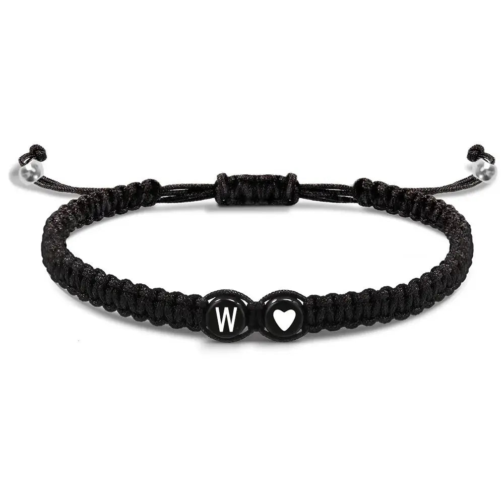 Unisex Initial Heart Bracelet Adjustable Braided Rope Jewelry A To Z Letters Personalized Name Gift For Women Men