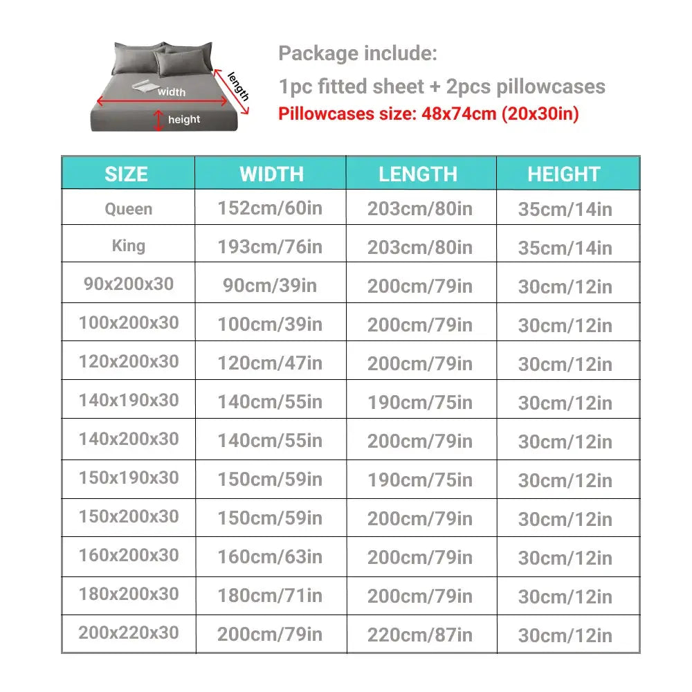 Simples Market 3pc gray cotton fitted bed sheet set with 1 fitted sheet and 2 pillowcases
