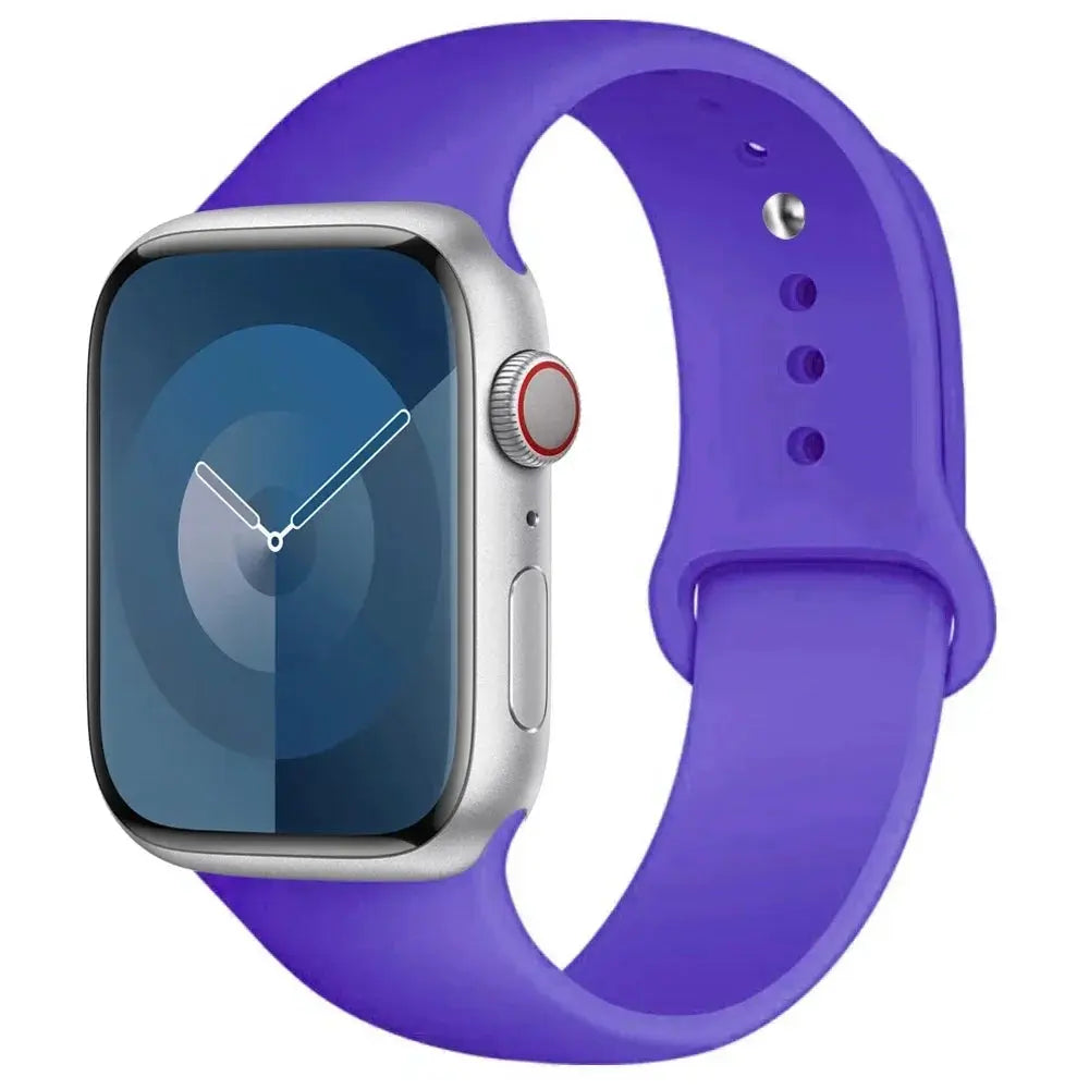 Simples Market silicone Apple Watch band in purple, sport bracelet compatible with 38-45mm and 49mm Apple Watch sizes