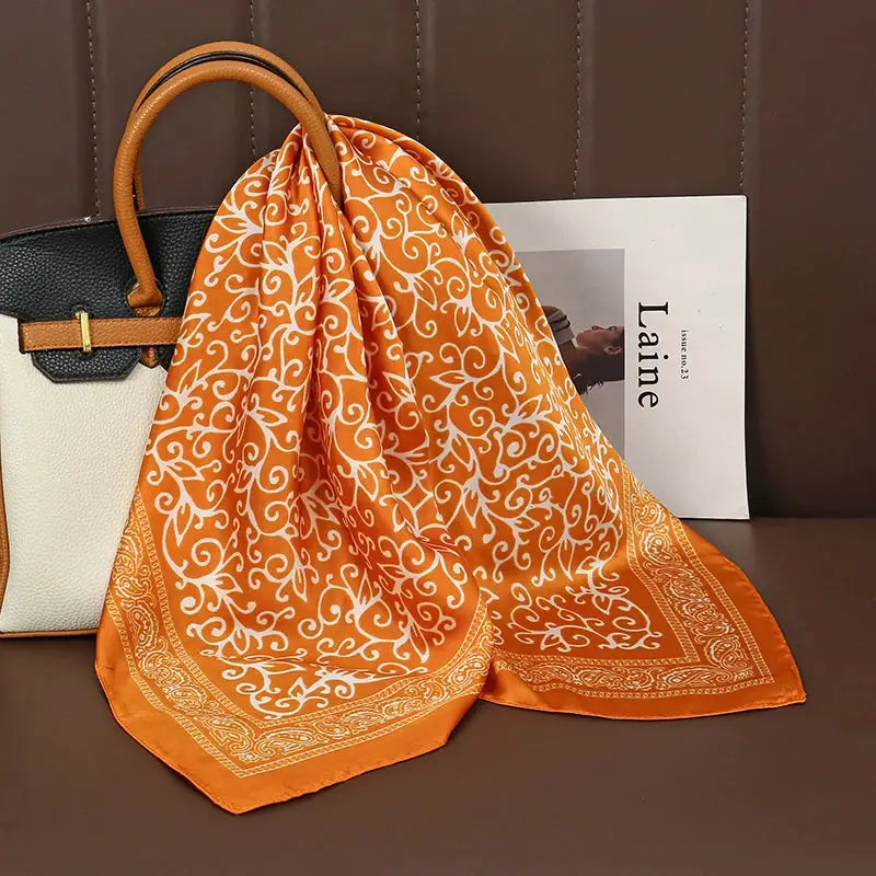 Luxe Silk Satin Square Scarf Silk Feel Finish Versatile Fashion Wrap For Shawl Hijab Neckerchief Hair Ribbon Headband