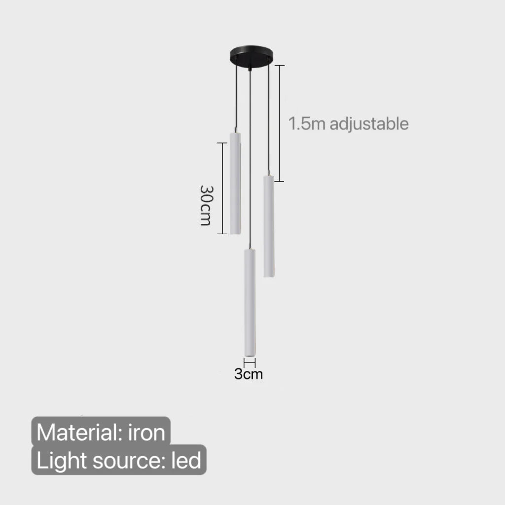 Simples Market minimalist white iron LED pendant lamp with three adjustable cylindrical pendants