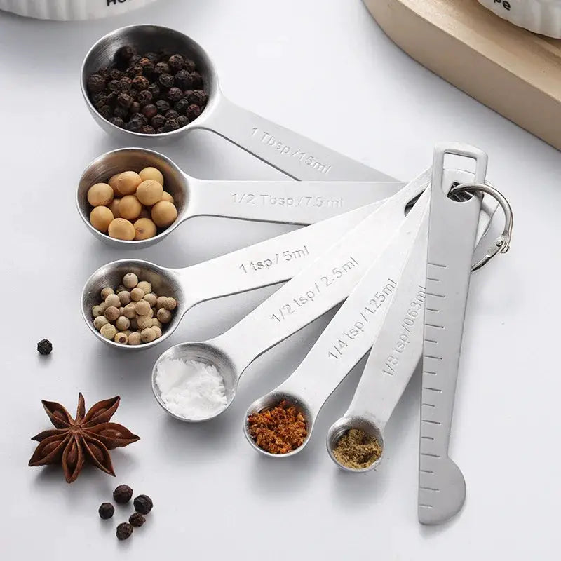 KitchenCraft Stainless Steel Measuring Spoon Set 4 6 7 8 Piece With Scale Durable Food Grade Kitchen Tools