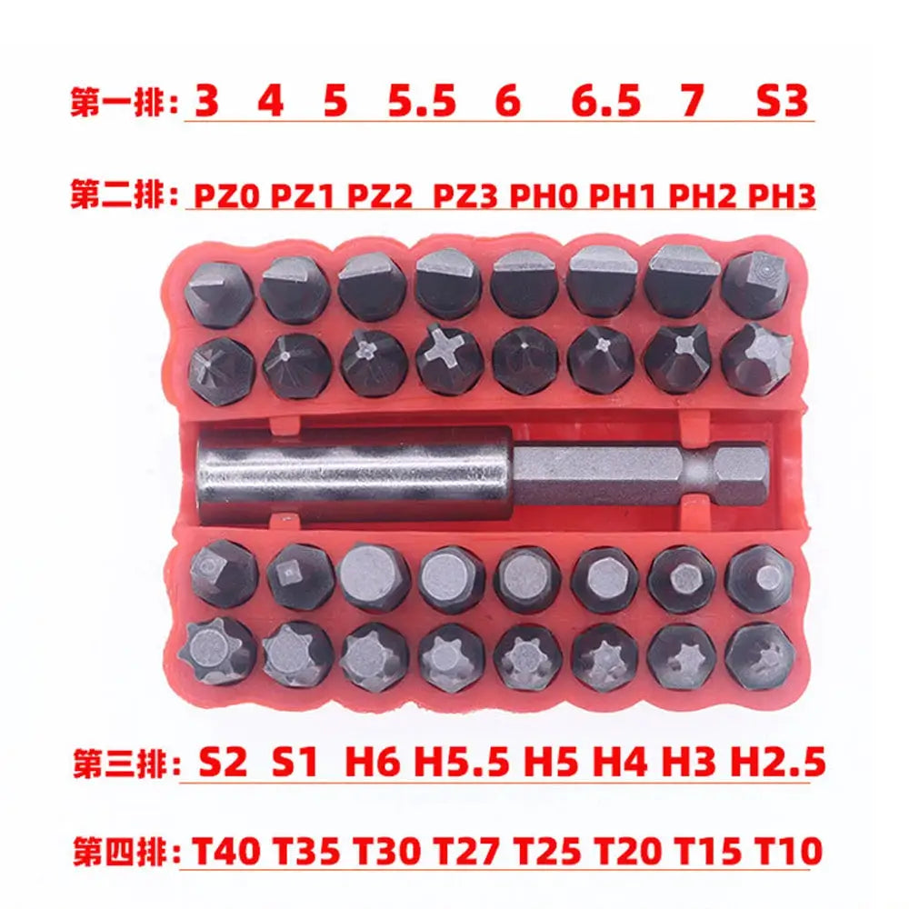 ZOMASOU 33 Piece Magnetic Security Screwdriver Bit Set 1 Quarter Inch Shank Includes Torx Hex Spanner Tri Wing Bits