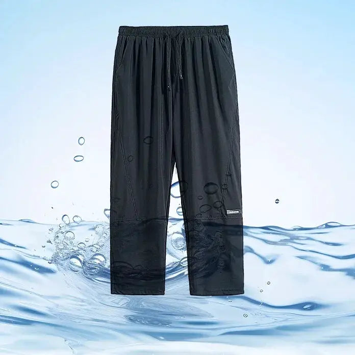 10XL casual men's straight loose pants by Simples Market, black elastic-waist quick-dry joggers.