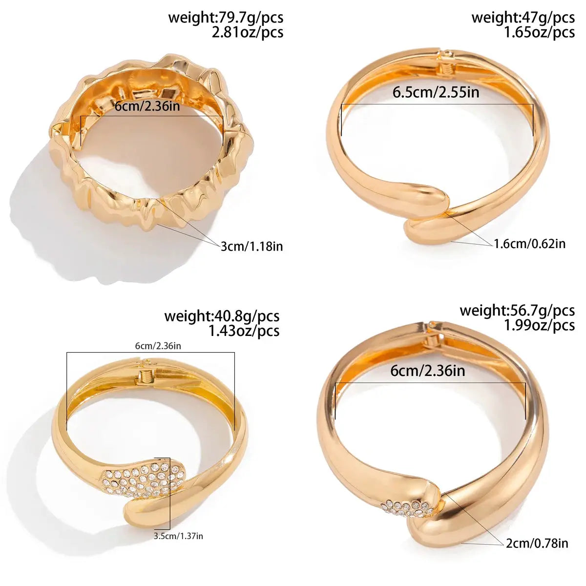 Ingemark Hip Hop Inlaid Rhinestones Water Drop Spring Bangle Irregular Chunky Bracelets Steampunk Jewelry For Men Women