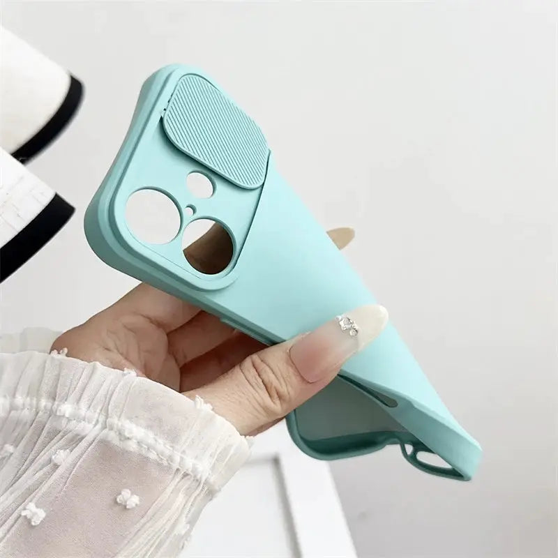 SlideGuard Silicone Case With Sliding Lens Shield For iPhone 7 To 16 Pro X XS XR Max 8 SE Camera Lens Protection