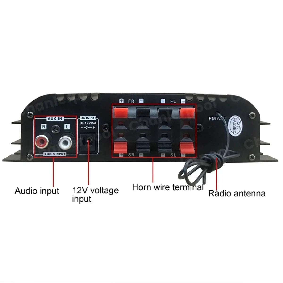 1600W Peak Power HiFi 4 Channel Digital Amplifier Bluetooth Karaoke Player FM Radio Remote Control