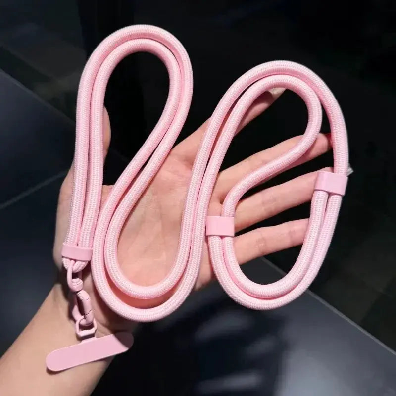 Phone lanyards, 2 pink adjustable braided nylon crossbody straps with clips
