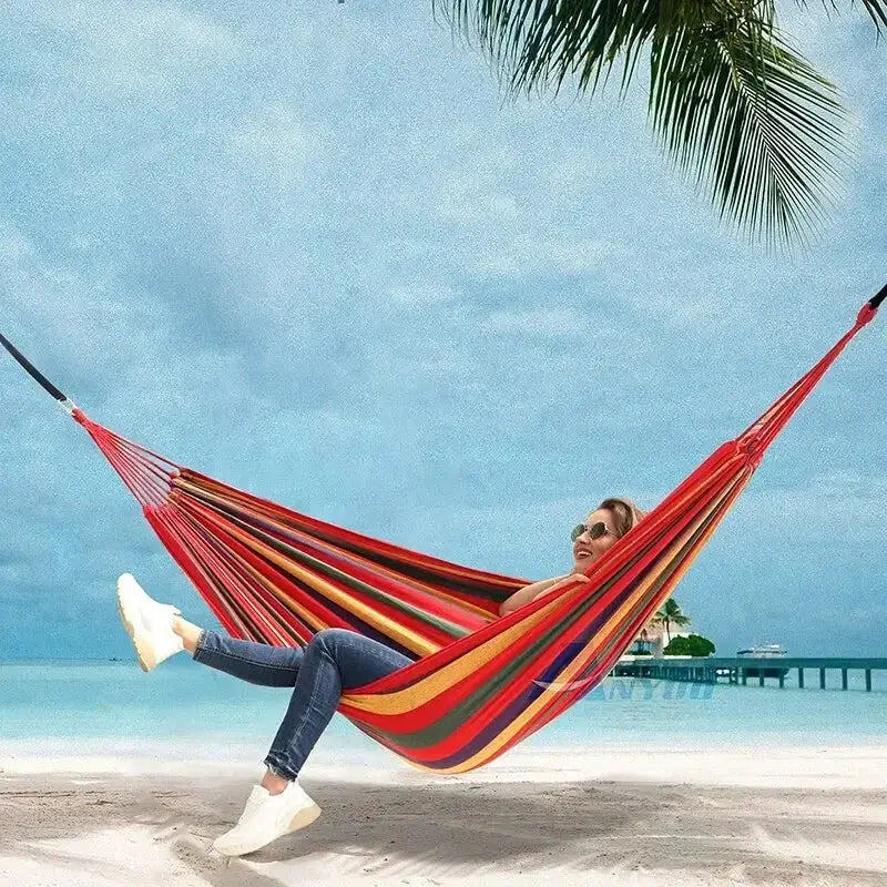 WestTune Outdoor Canvas Hammock Camping Swing With Tree Ropes Load Bearing Up To 200kg For Garden Patio Backyard