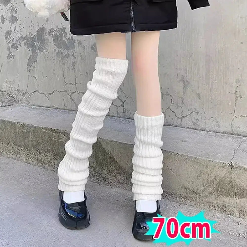 KnitAura Lolita Leg Warmers Y2K Crochet Heap Style Knit For Autumn Winter Warmth 40 To 70 Cm