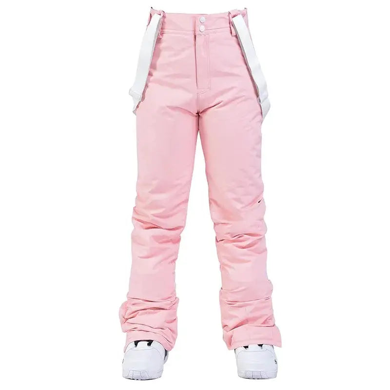 Women Winter Skiing Pants Warm Thick Windproof Waterproof Snowboard Suspender Trousers Plus Size