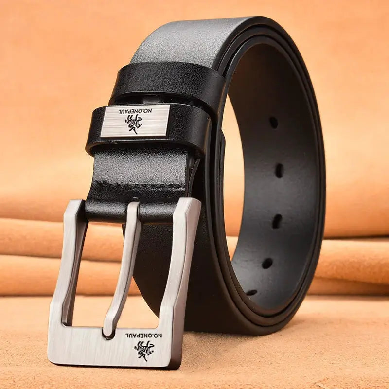 New Trend Men's Buckled Leather Belt With High Quality Split Leather And Sturdy Metal Buckle For Casual Or Business Wear