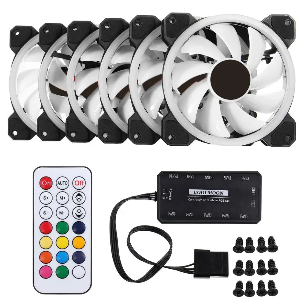 RGB PC case fans, 6x120mm, Simples Market with IR remote and mounting screws