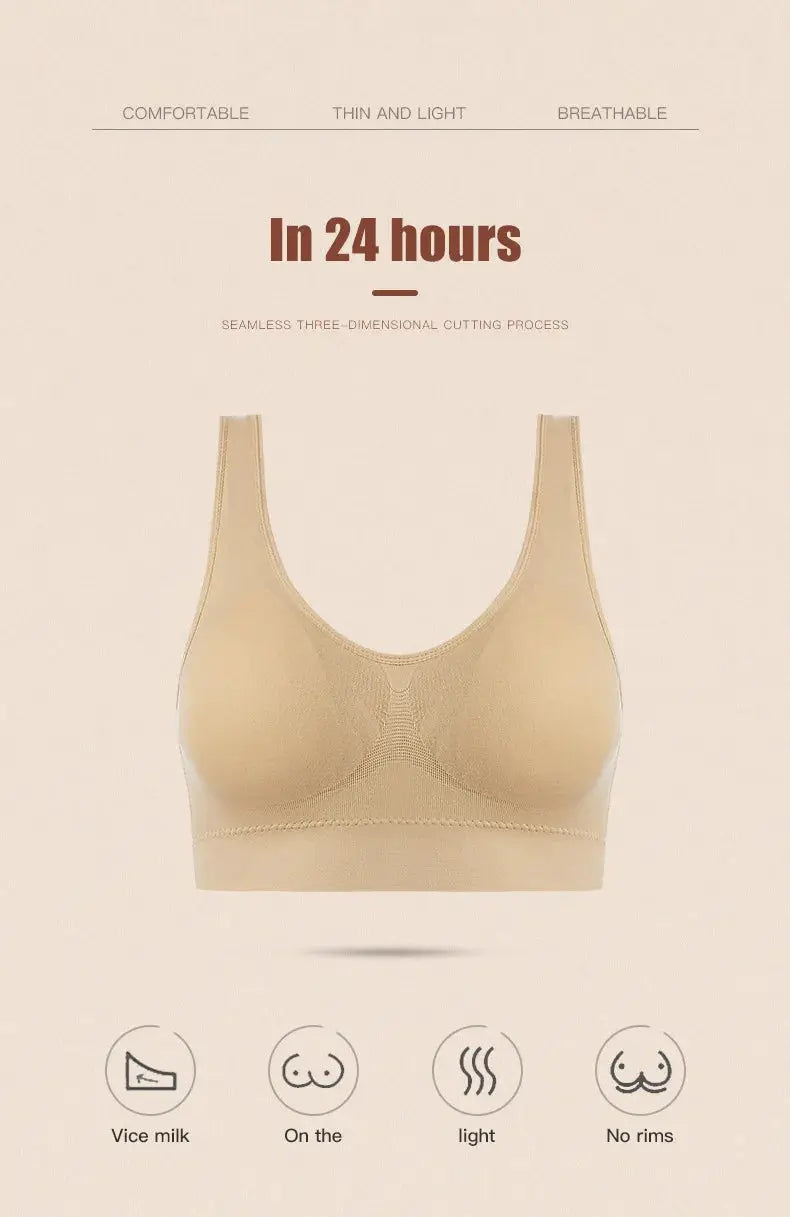 Seamless wireless bra by Simples Market, nude S-7XL plus size, no underwire