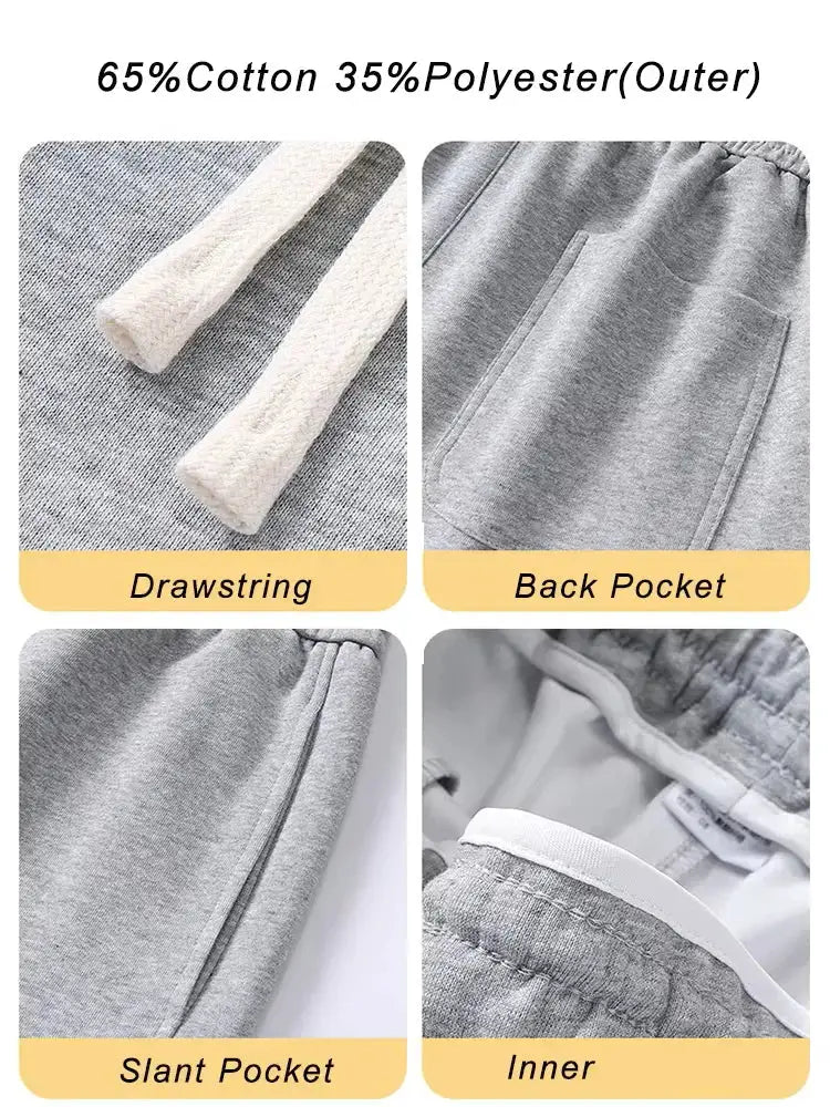 Men's grey cotton-polyester sweatpants with drawstring, front slant pockets and back pocket - Simples Market