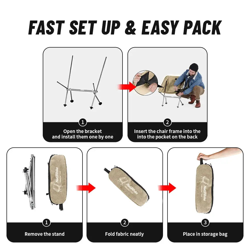 Naturehike 2024 Ultralight High Load Camping Chair Folding Outdoor Moon Chair for Garden Picnic Beach