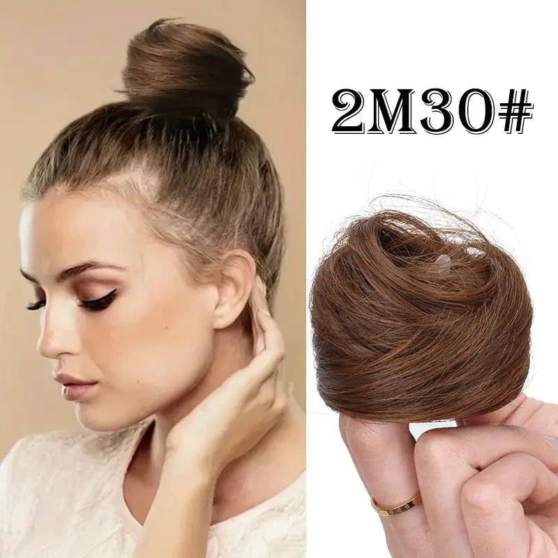WIGSIN Synthetic Messy Donut Bun Updo with Elastic Extension, brown, Simples Market