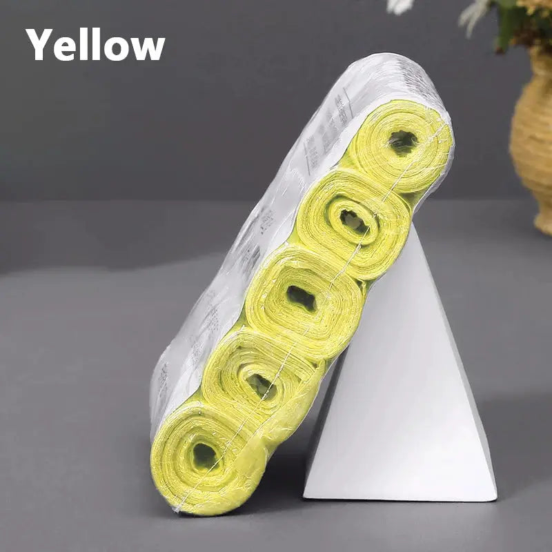 Disposable flat-mouth garbage bag roll, yellow, thickened, Simples Market, 45x50cm, 5 rolls