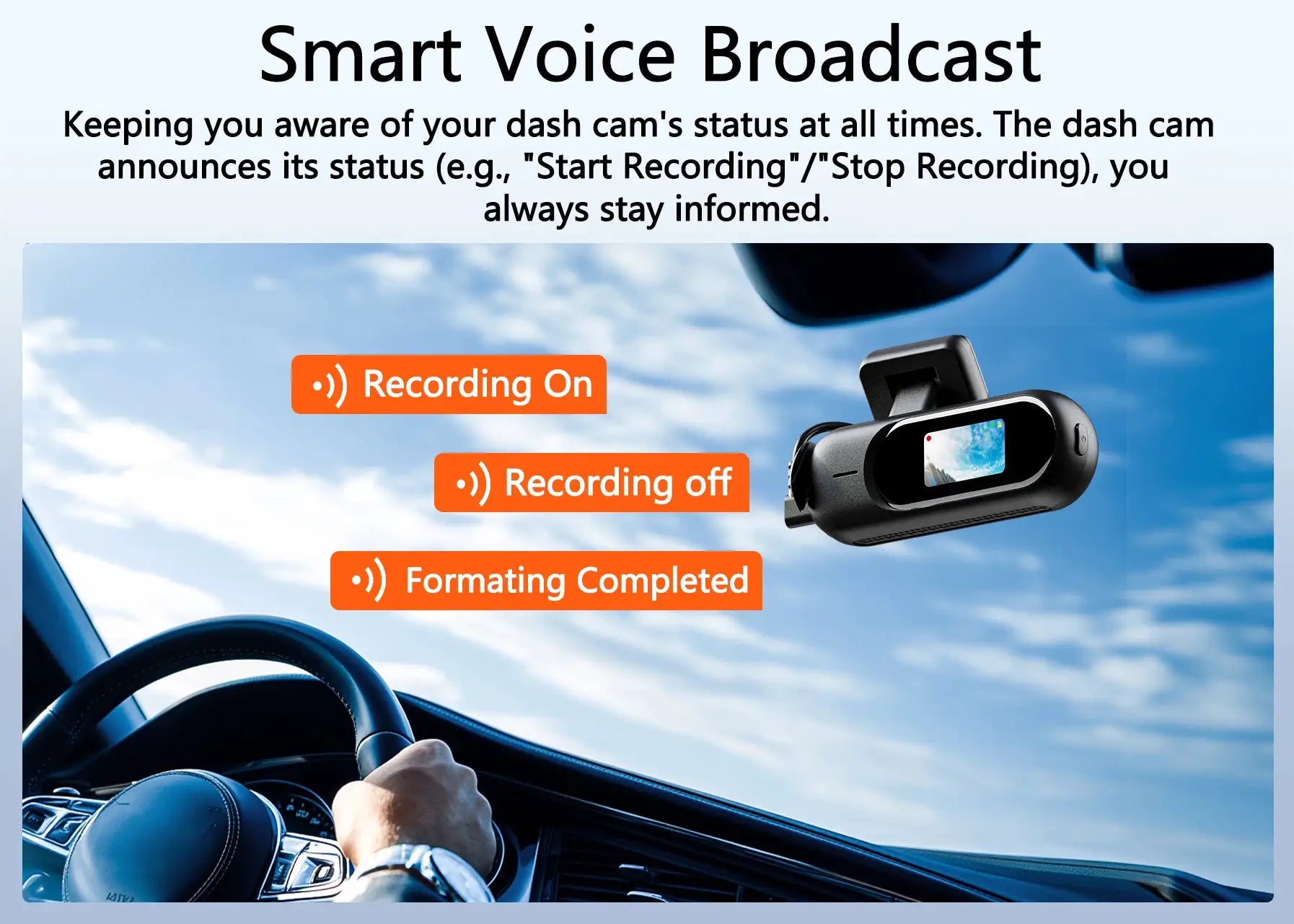 Dash cam for cars with 4K UHD front and rear recording, HDR night vision, built-in Wi‑Fi, parking mode.