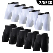 Men's long sports boxer shorts set, white and black, 10-pack, Simples Market athletic underwear