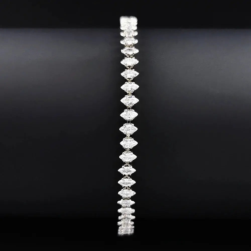 2024 New Marquise Oval Square Cut Luxury Silver Tennis Bracelet Bangle For Women Party Gift Jewelry S7062