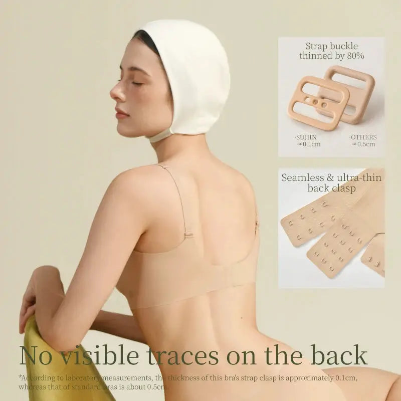 SUJIIN seamless wireless bra in nude; back-strap bralette with light padding