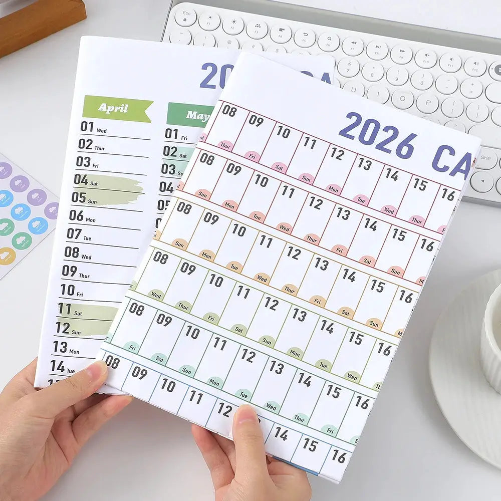 Two Simples Market 2026 colorful paper wall calendars with stickers, full-year planner, 365 days