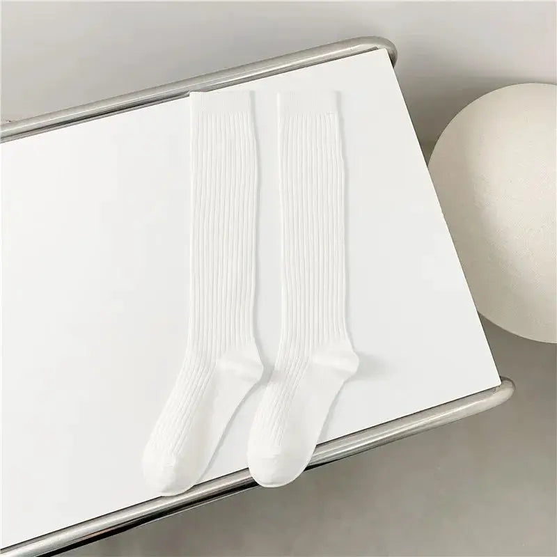 LuxeWeave Women's Knee High Stockings Cotton Blend Comfort For Casual Preppy Style And Everyday Wear