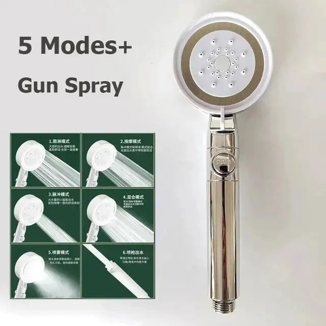 Simples Market 230mm big panel showerhead with 5 modes and gun spray, chrome handheld shower