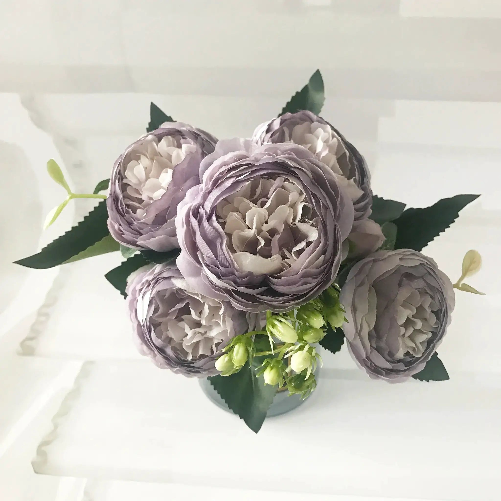 Simples Market silk rose-pink peony bouquet, 30cm, soft-petaled blooms for home or wedding decor