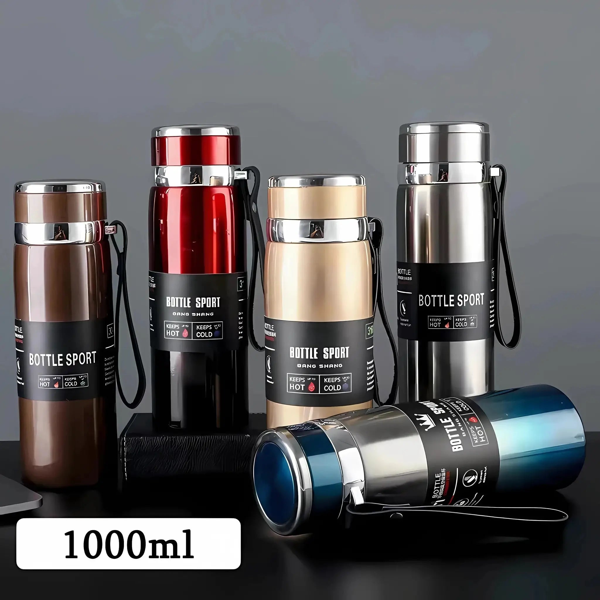1L Stainless Steel Vacuum Flask Thermos Bottle Keeps Hot And Cold Water Tea Coffee