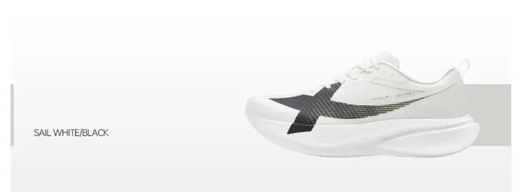 XTEP 2000km PRO men's running sneakers, white with black accents, cushioned lightweight stability shoes.