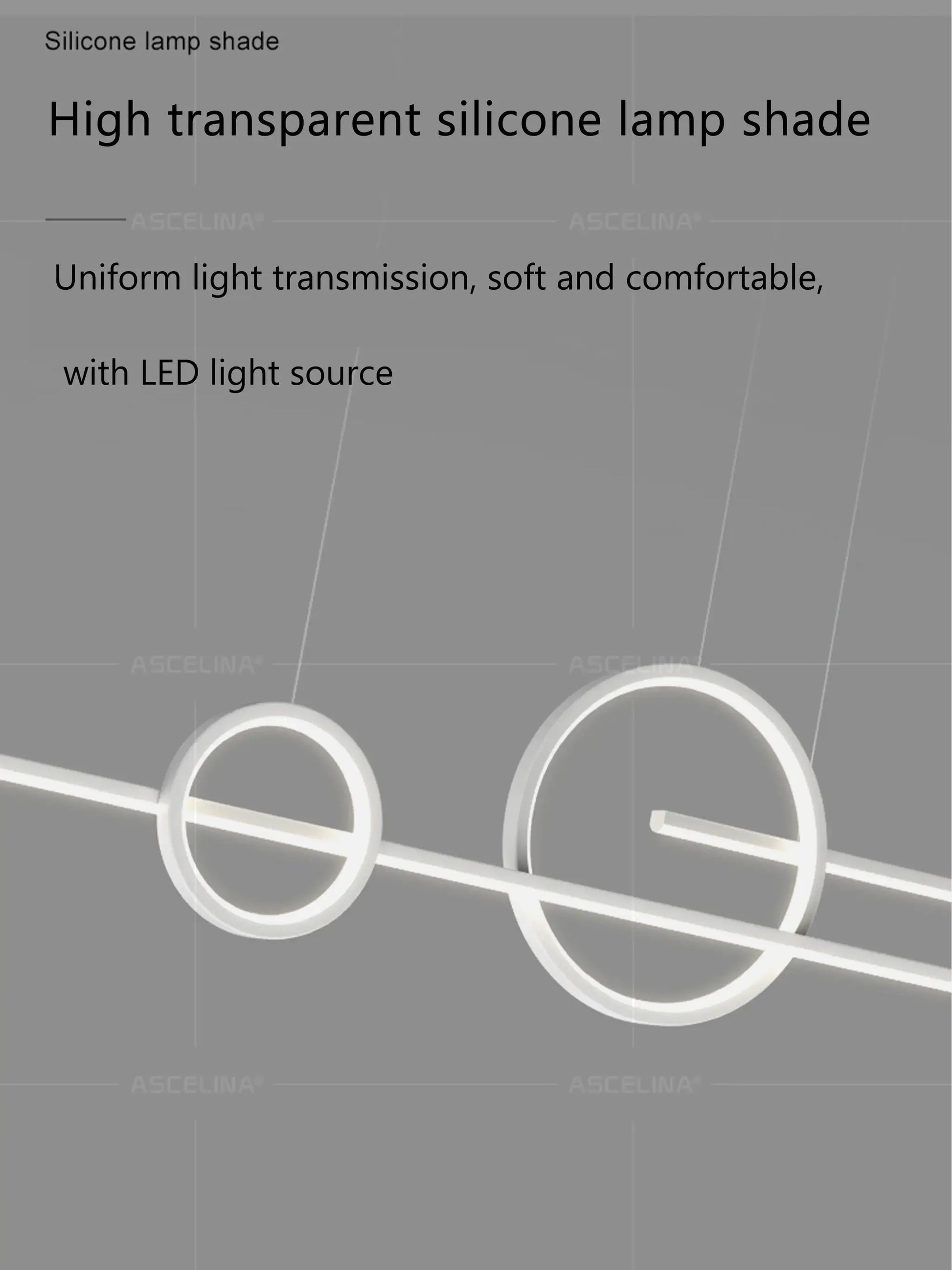 Simples Market modern LED chandelier with two circular ring lights on a slim bar, ideal for restaurants or living spaces.
