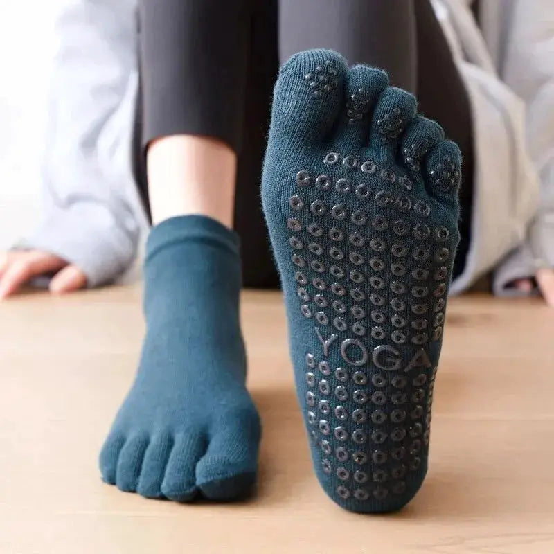 Breathable Women Pilates Socks Five Toe Silicone Non Slip Yoga Socks For Ballet Dance And Fitness Cotton Socks