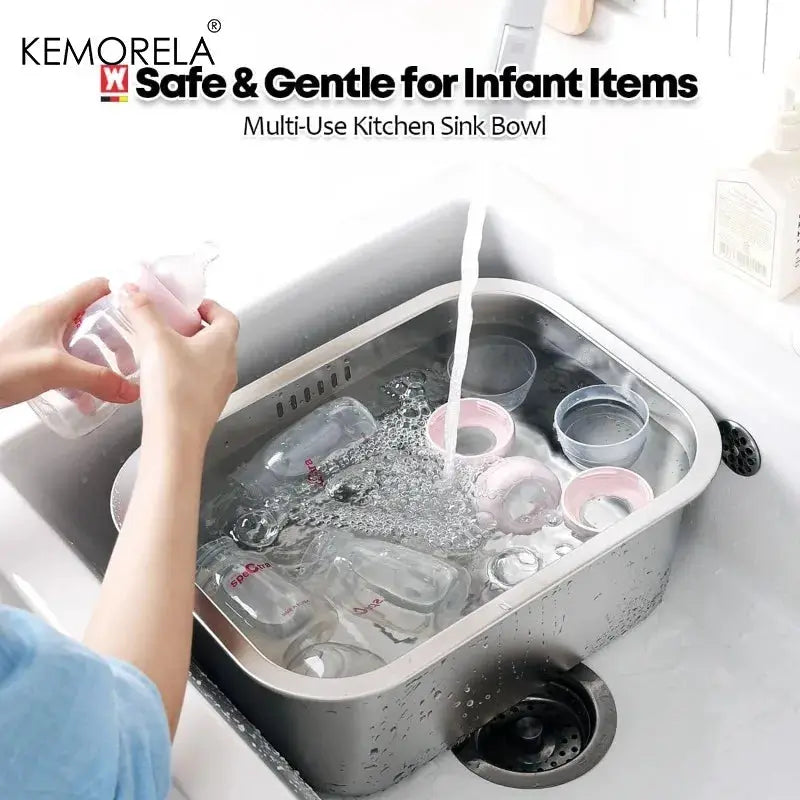 Portable 10L Stainless Steel Washing Up Bowl Dishpan for Kitchen Sink Multipurpose Vegetable Rinsing