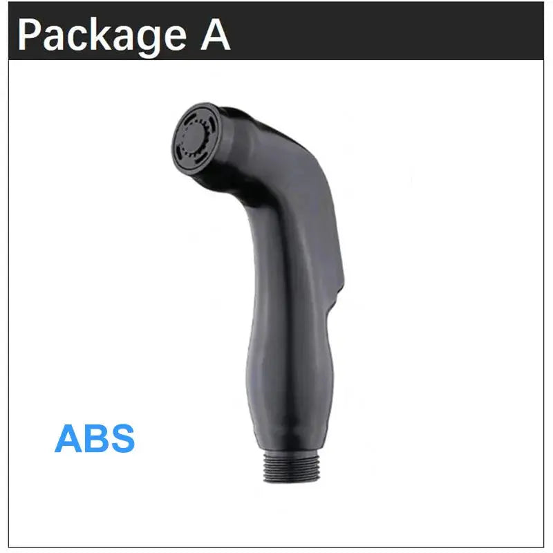 Handheld black bidet spray head, ABS plastic, threaded hose connector