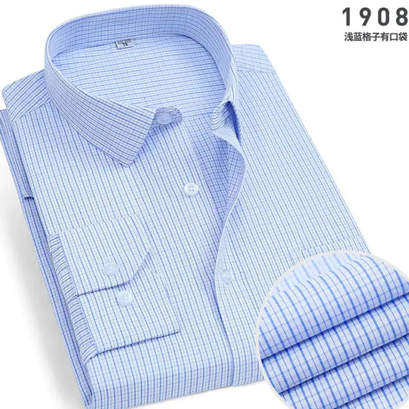 Men's long-sleeve striped dress shirt by Simples Market, light-blue, business casual