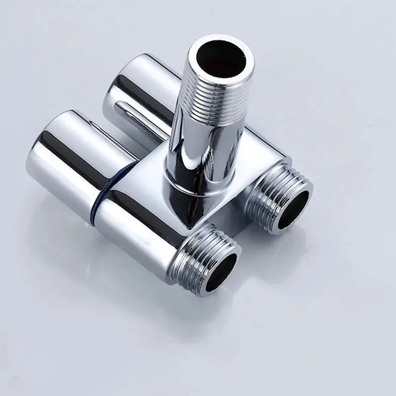 Simples Market chrome zinc alloy angle valve for bathroom wall-mount with one inlet and two threaded outlets
