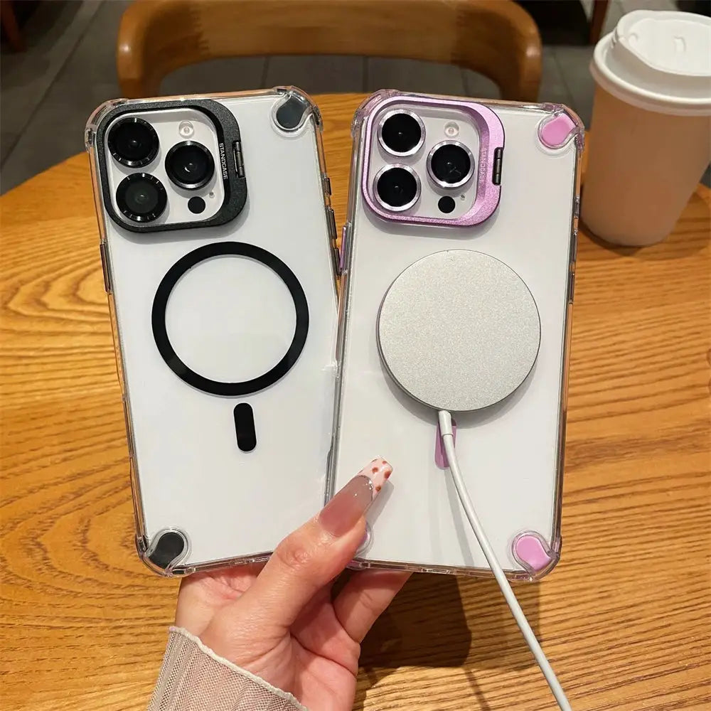 iPhone case set, Simples Market magnetic shockproof with MagSafe and glass lens protection (2-pack)