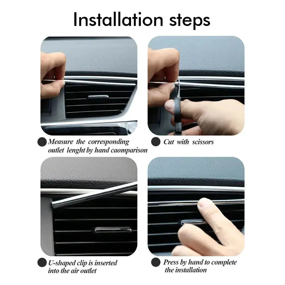 10Pcs 20cm Car U Shape Moulding Trim Decor Strips For Air Conditioner Outlets Door Edge Corners Corner Protector Styling