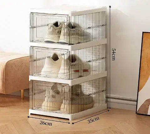 Dustproof Foldable 6 Layer Transparent Thickened Plastic Shoe Bins Stackable Sneaker Cabinet Organizers