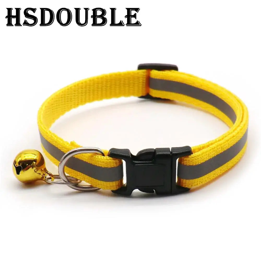 2 Pack Reflective Adjustable Cat And Small Dog Collars With Sash Bells In 12 Colors For Night Visibility