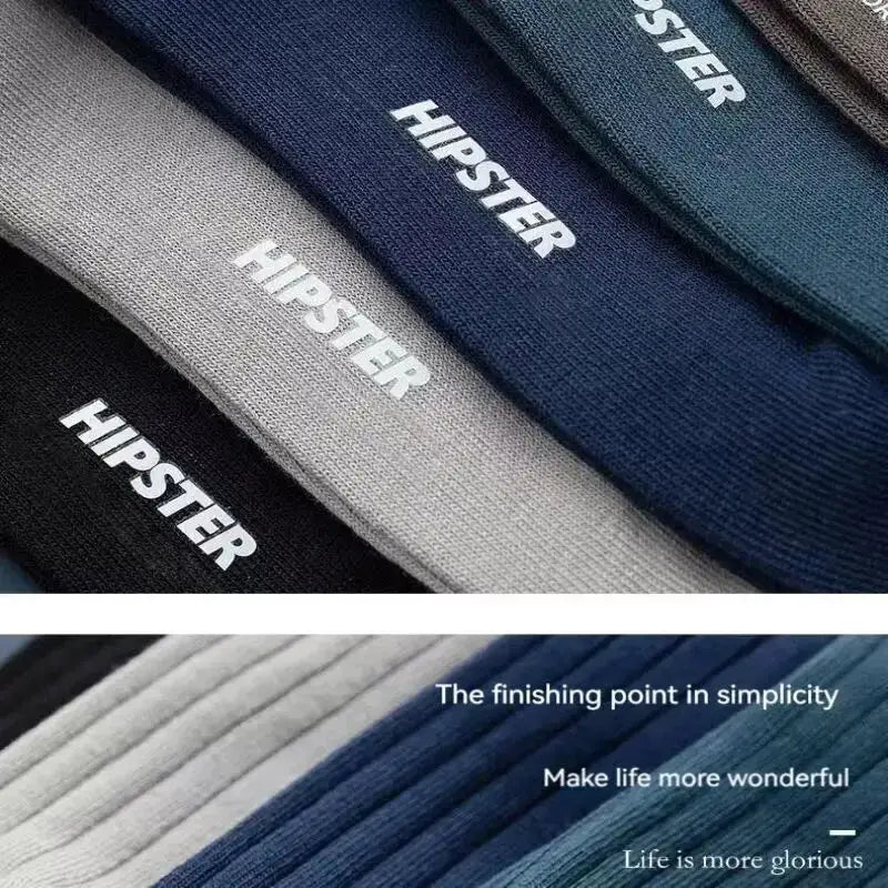 5 Pairs Mens Mid Calf Socks Warm Breathable Sweat Absorbing Versatile Fall and Winter Sports Socks